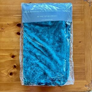Rodeo Home 54” x 96” Peacock / Turquoise Crushed Velvet Curtain Panels
